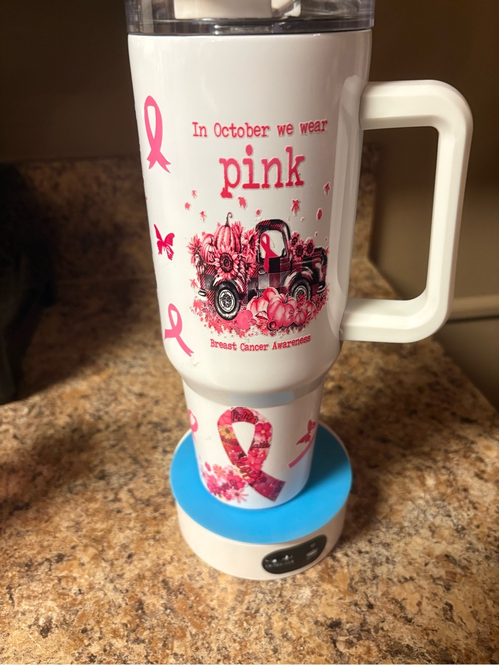 Breast Cancer Awareness Pink Ribbon Travel 40oz tumbler, brand new